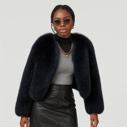 Women's Fluffy Teddy Jacket – open front, plush texture, relaxed fit