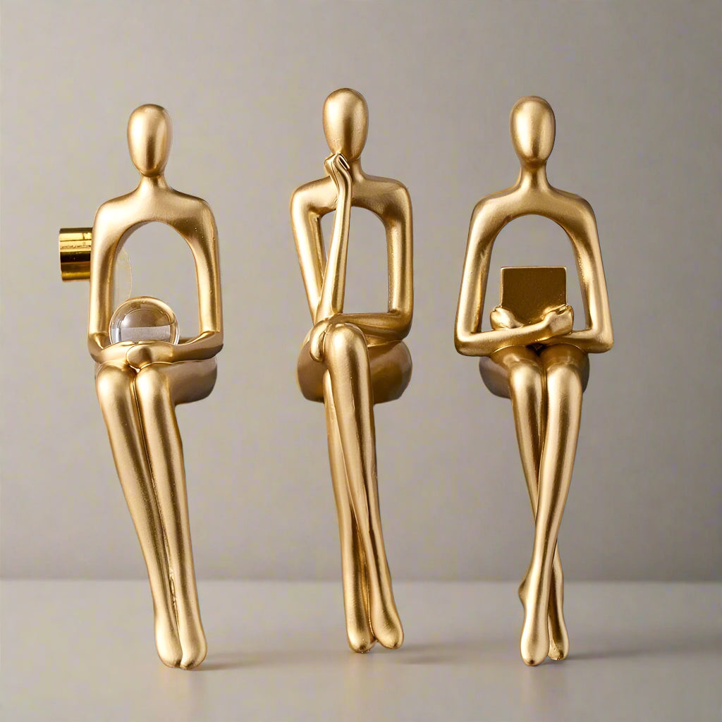 Abstract Shelf Sitter Figurine – thinker, reader and more, sits on a ledge
