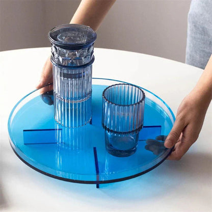 Decorative Tray – round, translucent colour, raised rim