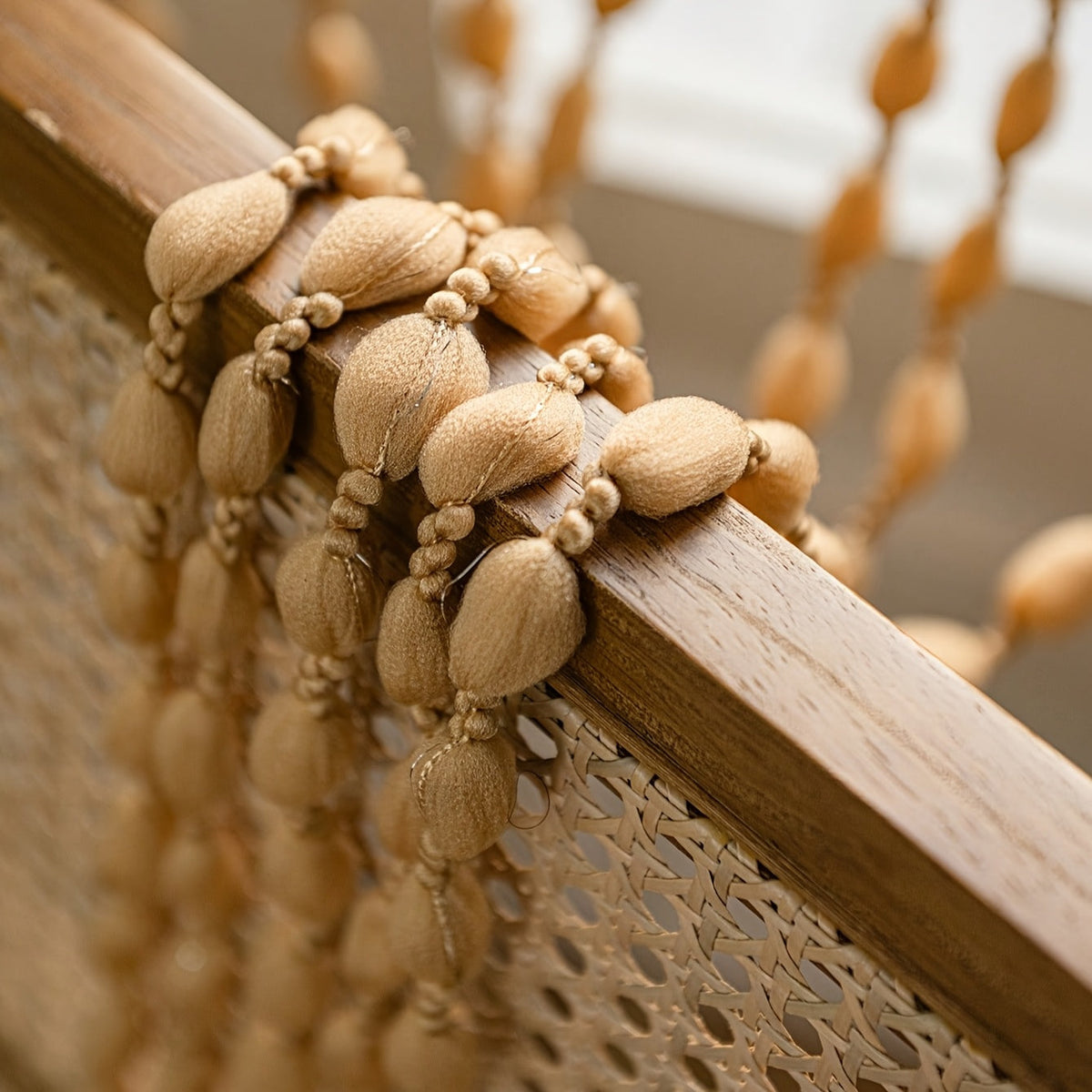 Beaded Door Curtain – boho strands, lets light through, three colours