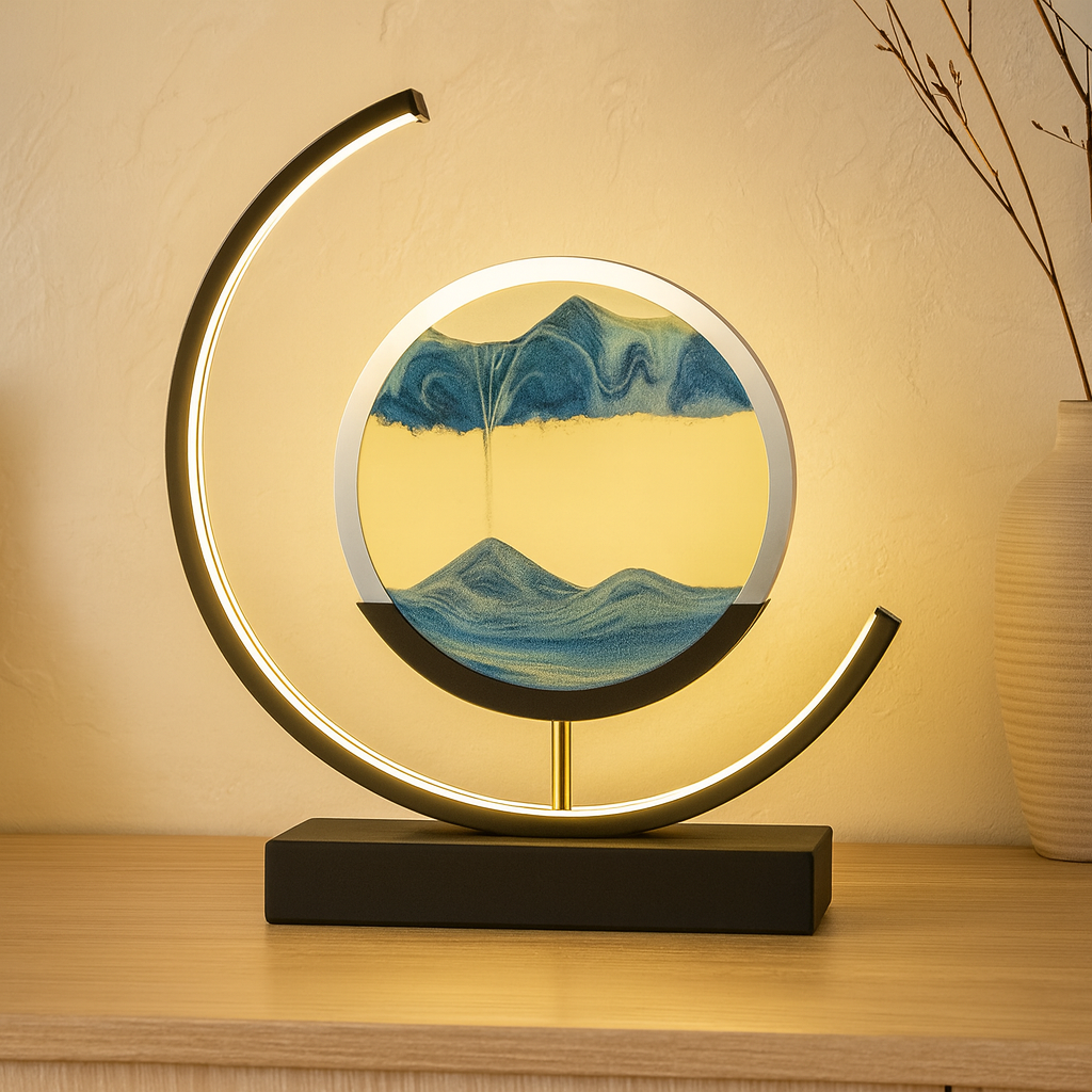 Sand Art Lamp – moving sand picture, dimmable, three light colours