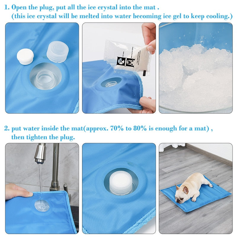 Water-Filled Pet Cooling Mat – foldable, wipe clean, two sizes