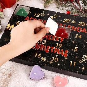 Heart Tealight Advent Calendar – 24 heart-shaped candles in assorted colours