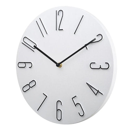 Silent Wall Clock – wood-grain dial, raised numerals, no ticking