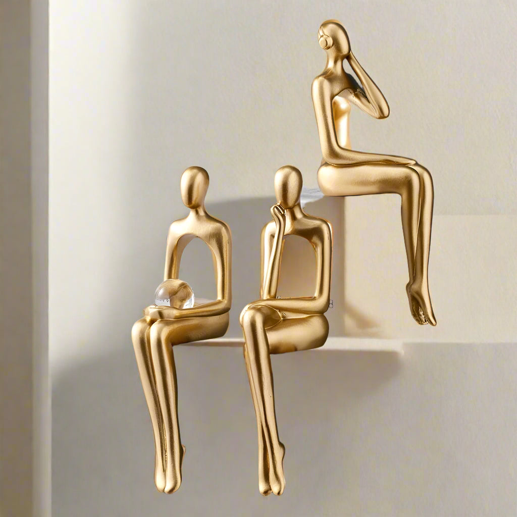 Abstract Shelf Sitter Figurine – thinker, reader and more, sits on a ledge