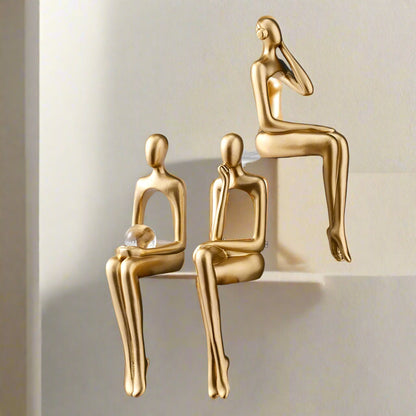 Abstract Shelf Sitter Figurine – thinker, reader and more, sits on a ledge