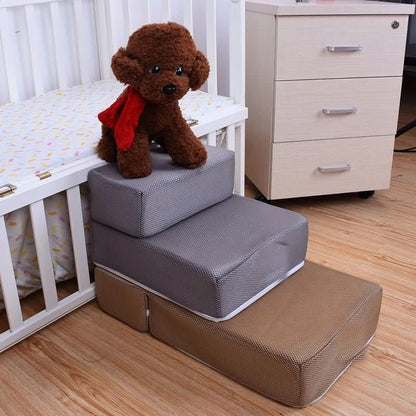 Foldable Dog Steps – two low steps, non-slip mesh, removable cover