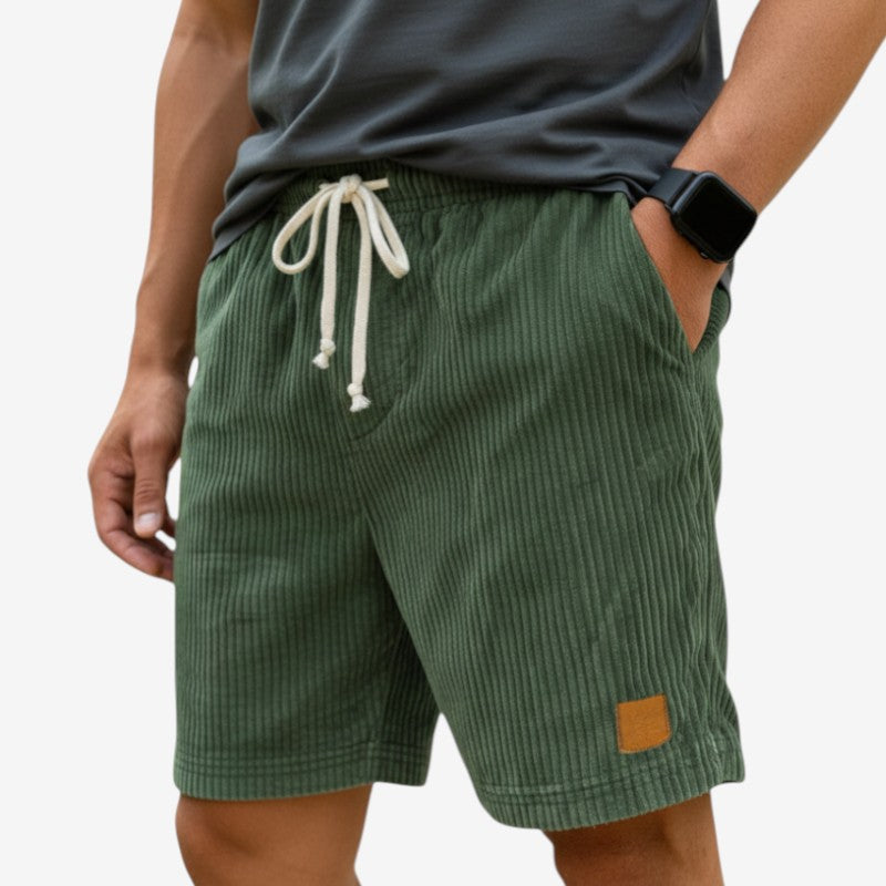Mens Cord Shorts – drawstring waist, side pockets, ten colours