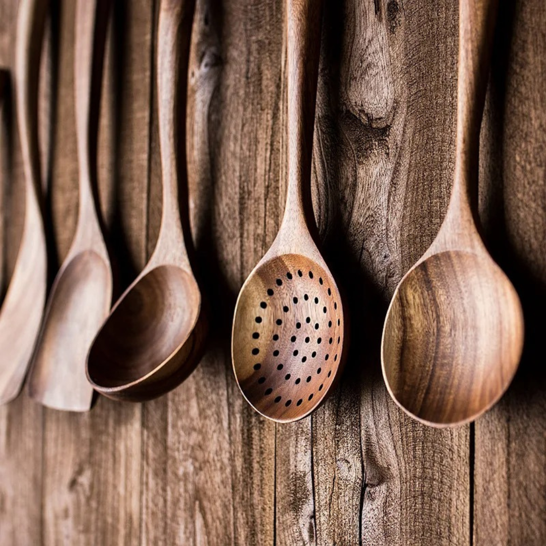 Wooden Utensils Set – spoons, spatulas, ladle and skimmer