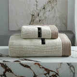 Striped Cotton Towel Set – bath towel and face towel, coloured border