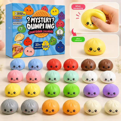 Squishy Advent Calendar – 24 mini dumpling squishies, soft foam figures