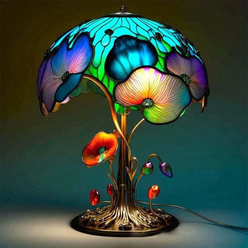 Mushroom Lamp – stained glass look, warm glow, seven designs