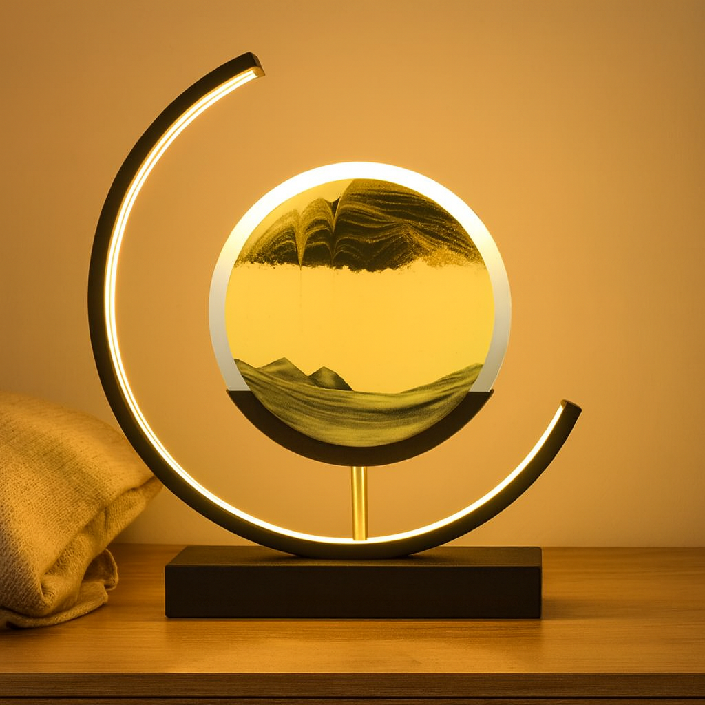 Sand Art Lamp – moving sand picture, dimmable, three light colours