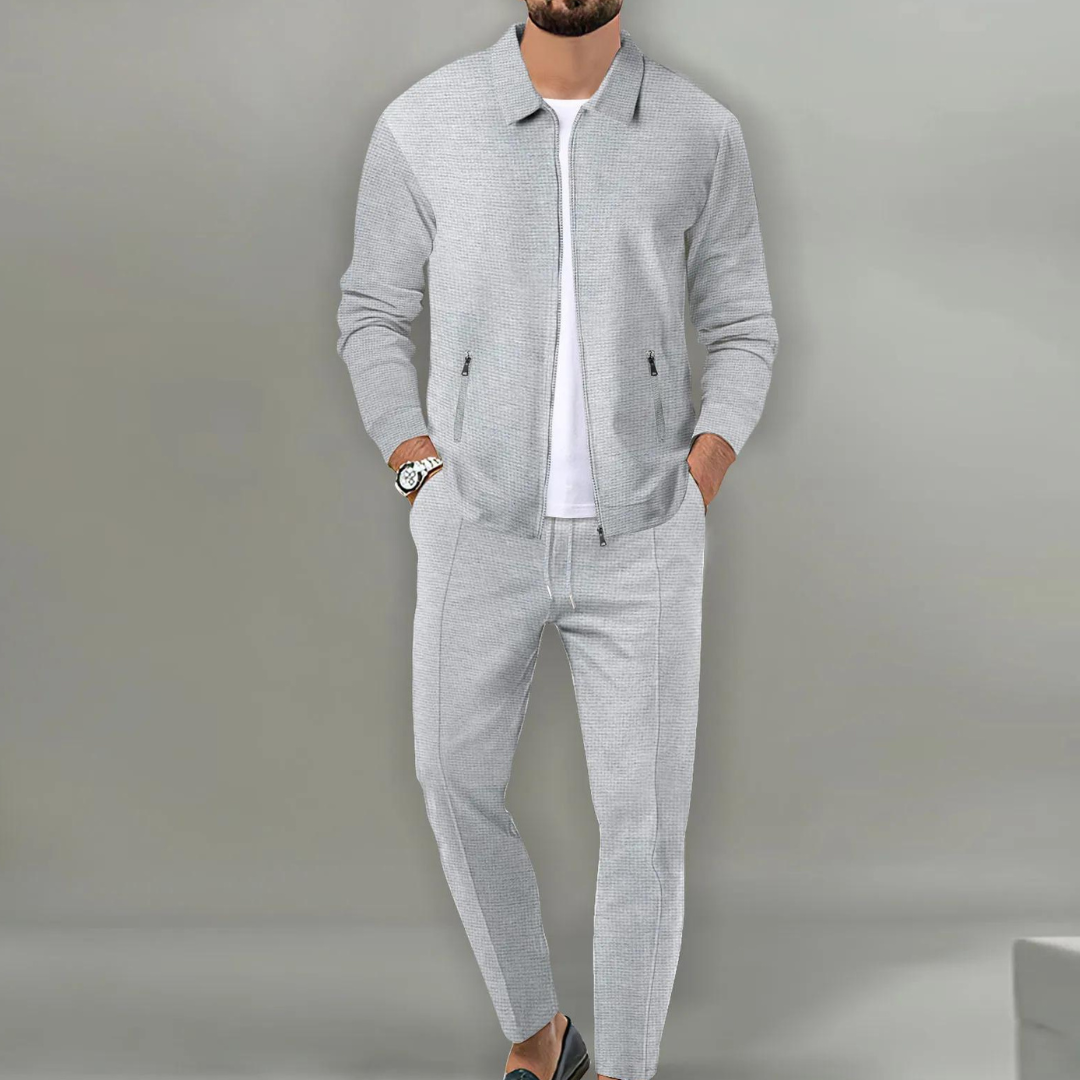 Men's Tracksuit – collared zip jacket, drawstring pants, zip pockets