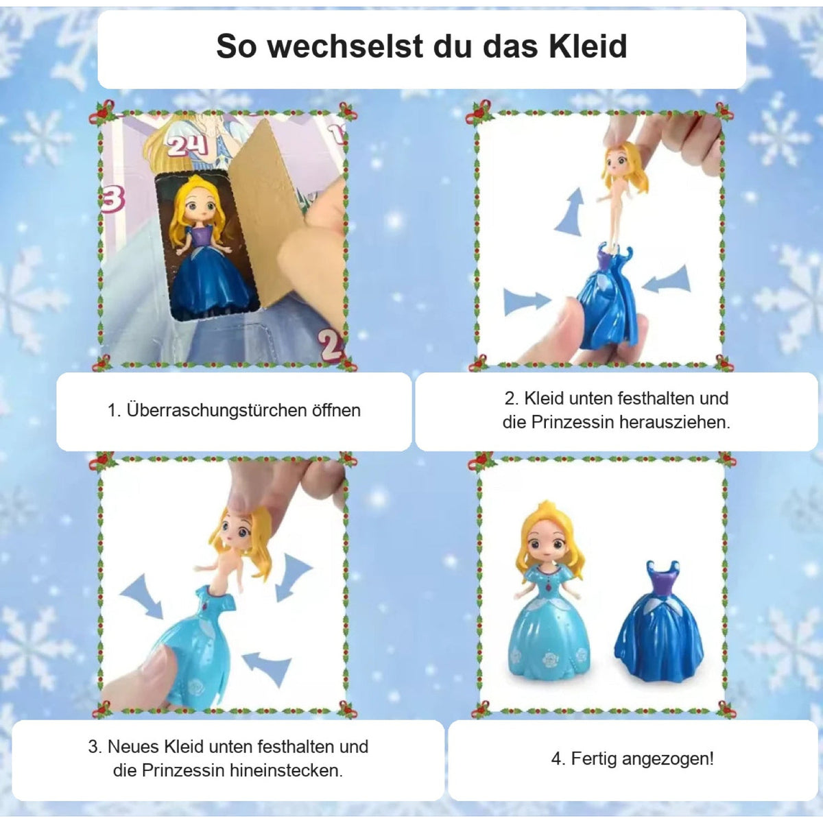 Princess Dress-Up Advent Calendar – 24 dolls with swappable outfits