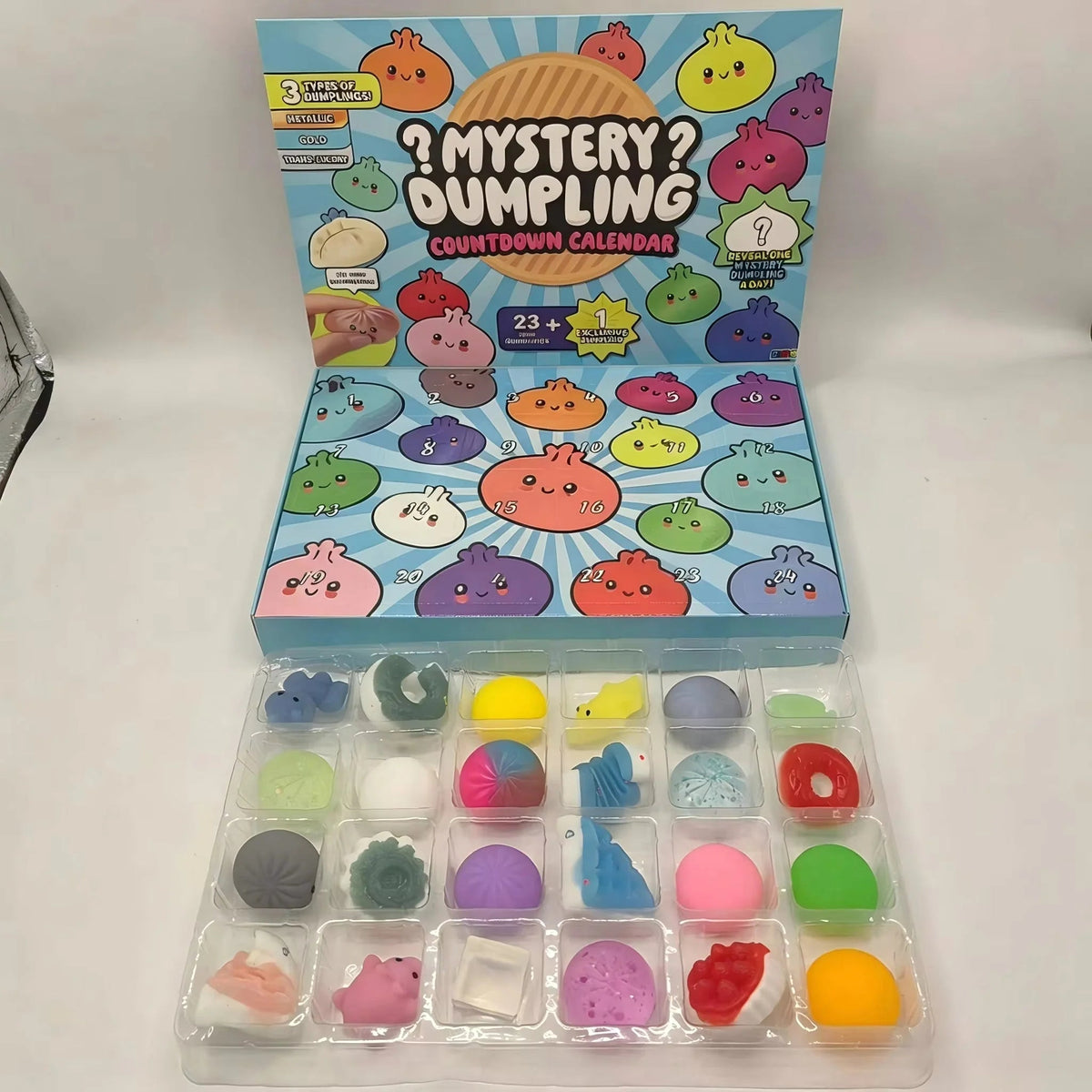 Squishy Advent Calendar – 24 mini dumpling squishies, soft foam figures