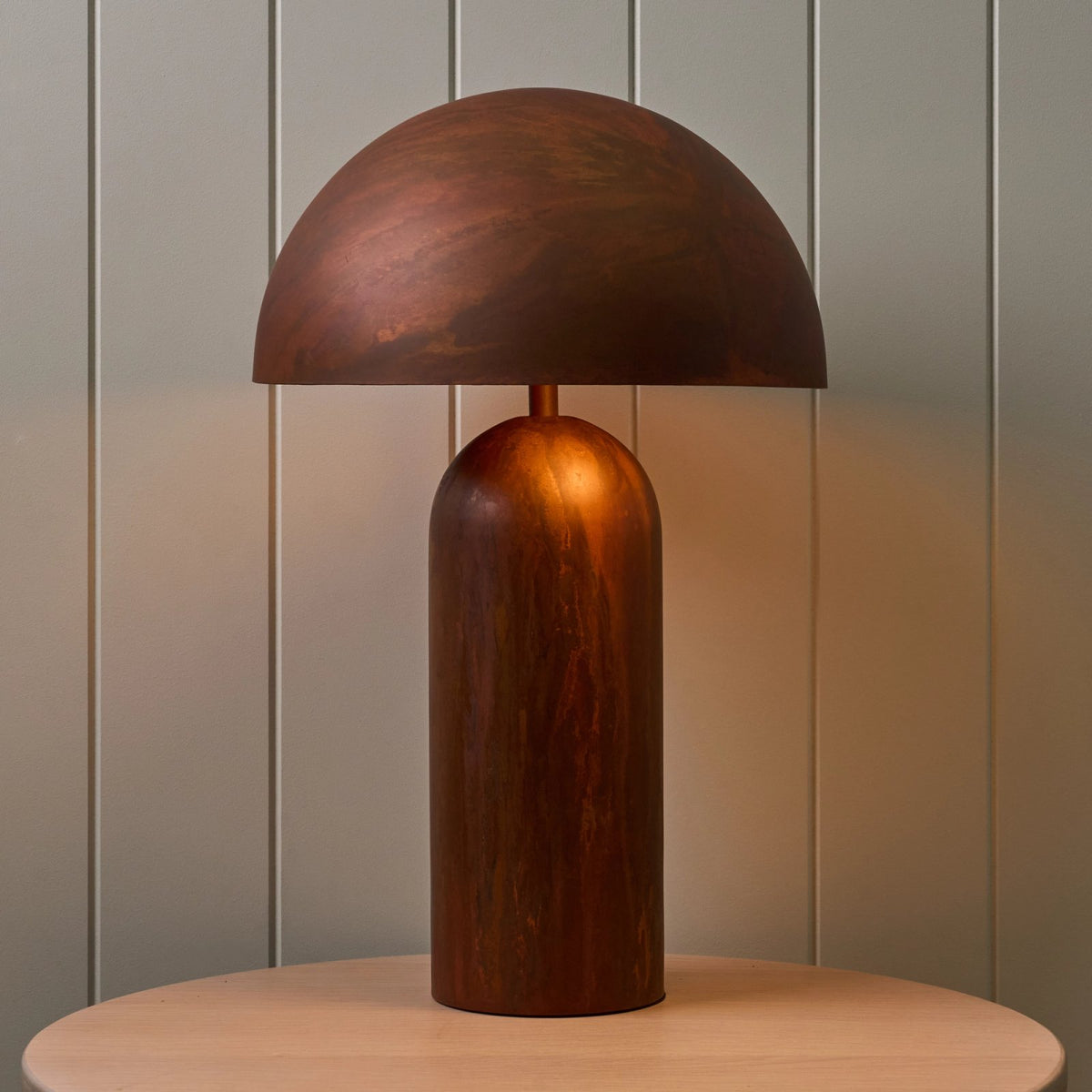 Rust Dome Table Lamp – patina iron, dome shade, two lights
