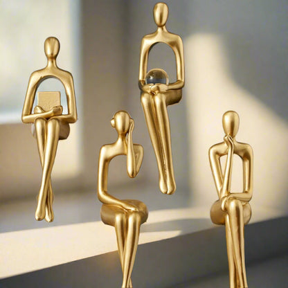 Abstract Shelf Sitter Figurine – thinker, reader and more, sits on a ledge