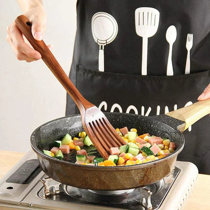 Teak Wooden Utensils – seven pieces, spoons, spatulas and pasta server