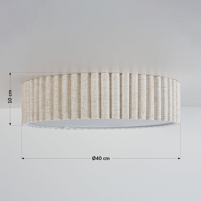 Fluted Linen Ceiling Light – ribbed fabric shade, diffuser, two bulbs