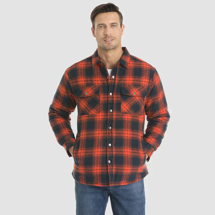 Flannel Shirt Jacket – quilted lining, five pockets, cotton check