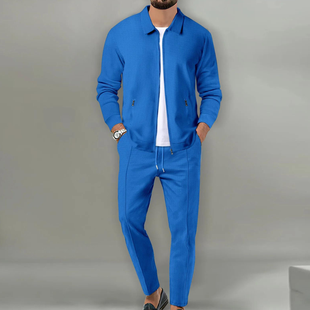 Men's Tracksuit – collared zip jacket, drawstring pants, zip pockets