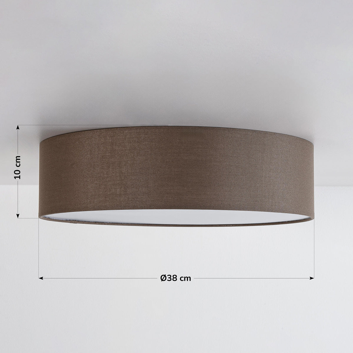 Fabric Drum Ceiling Light – taupe shade, diffuser, two bulbs