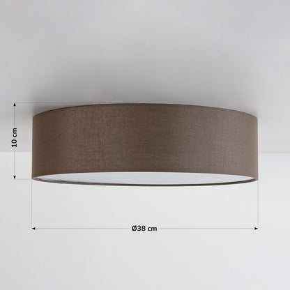 Fabric Drum Ceiling Light – taupe shade, diffuser, two bulbs