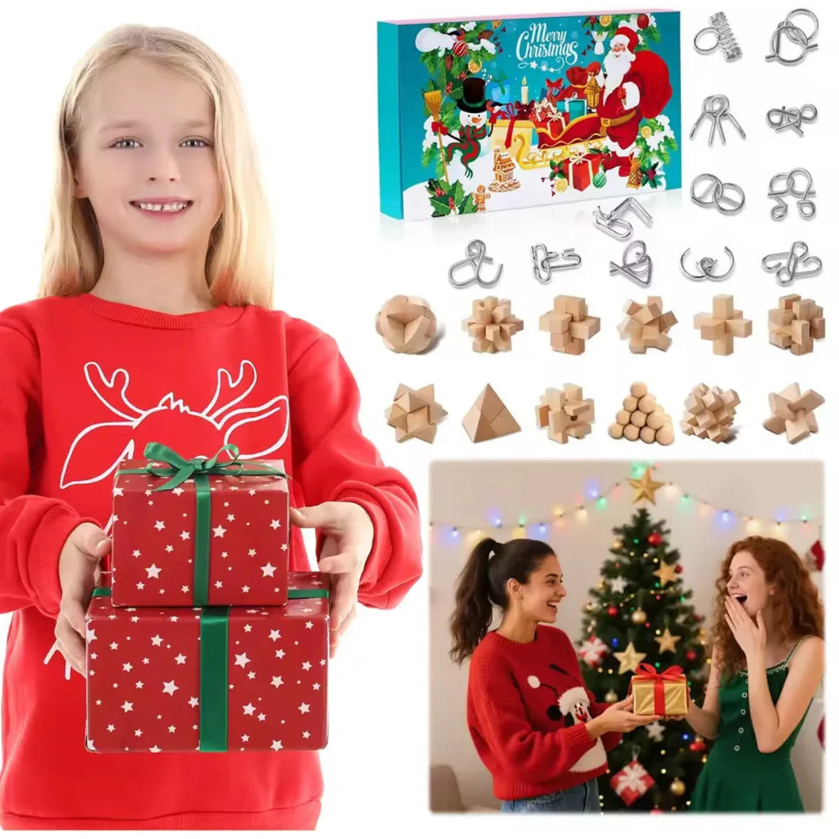 Brain Teaser Advent Calendar – 24 metal wire and wooden puzzles