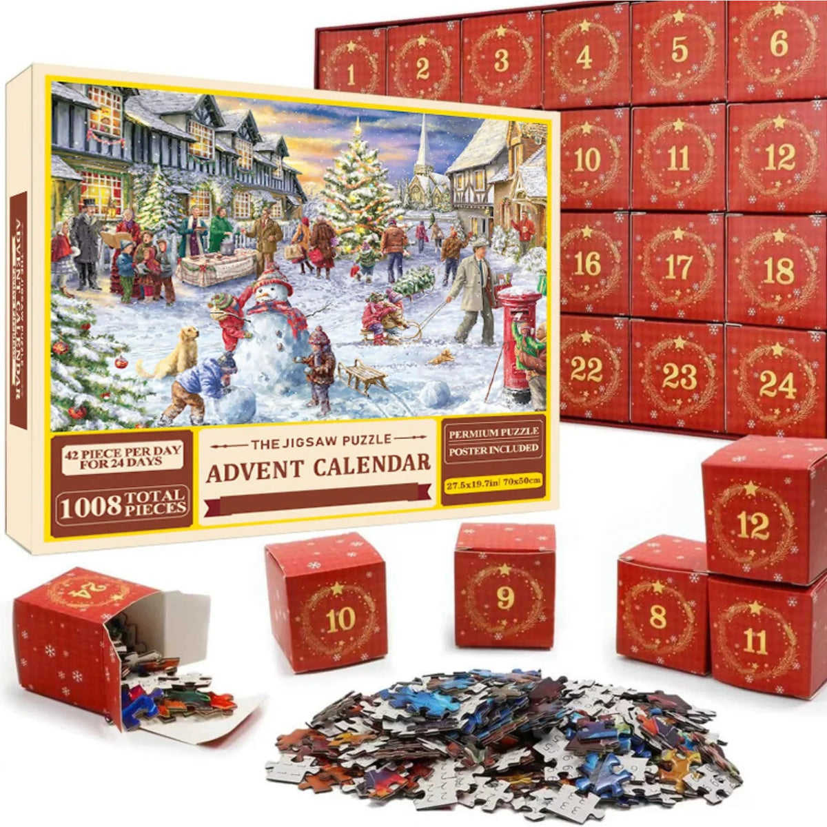 Jigsaw Puzzle Advent Calendar – 1008 pieces, one Christmas scene to build