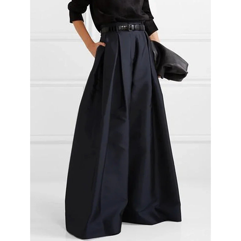 Pleated Wide Leg Pants – high waisted, front pleats, full length