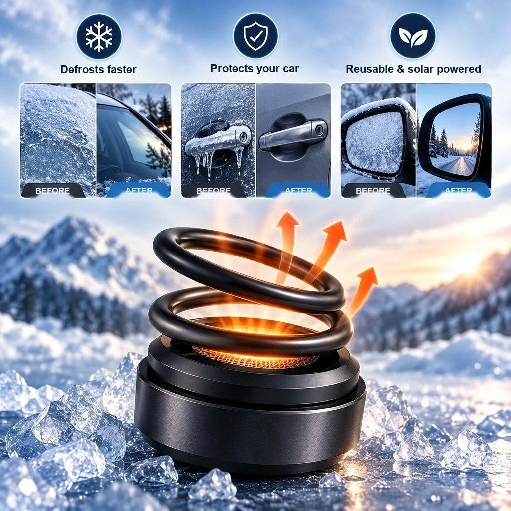 Portable Car Heater – solar powered, rotating double rings, no cable