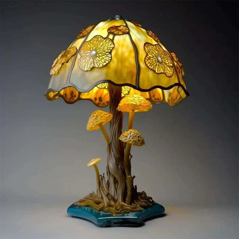 Mushroom Lamp – stained glass look, warm glow, seven designs