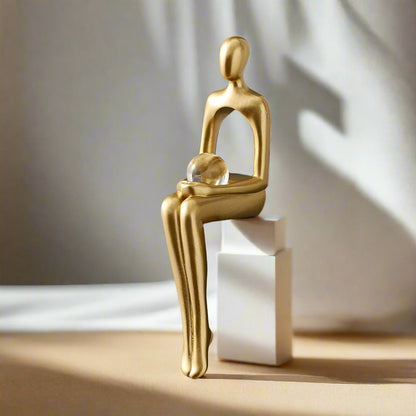 Abstract Shelf Sitter Figurine – thinker, reader and more, sits on a ledge
