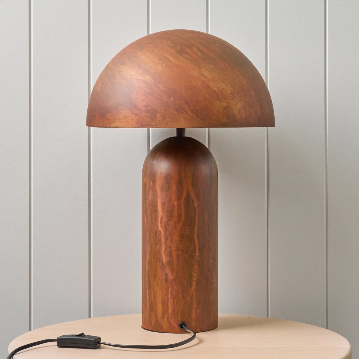 Rust Dome Table Lamp – patina iron, dome shade, two lights