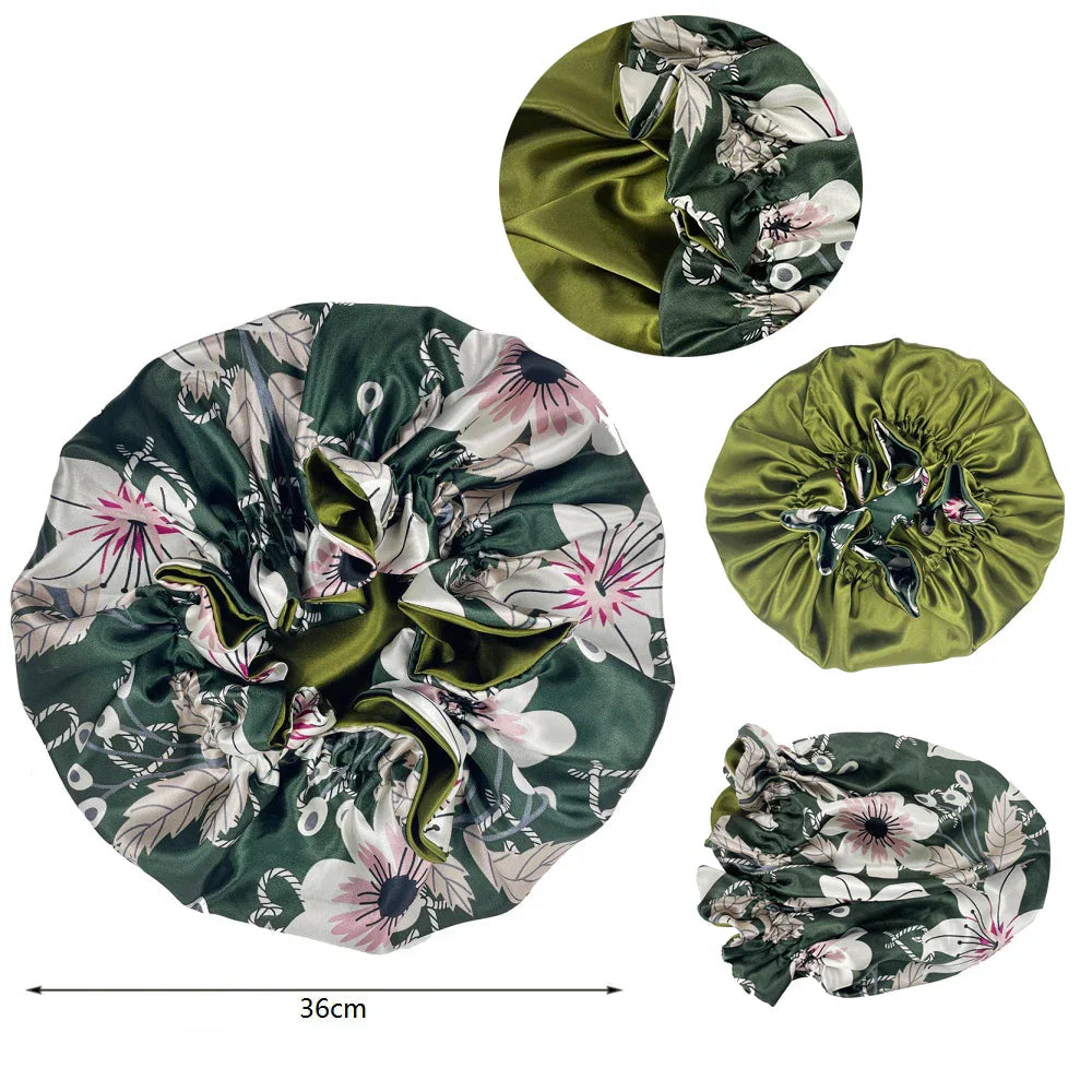 Satin Bonnet – reversible, elastic band, ruffled edge
