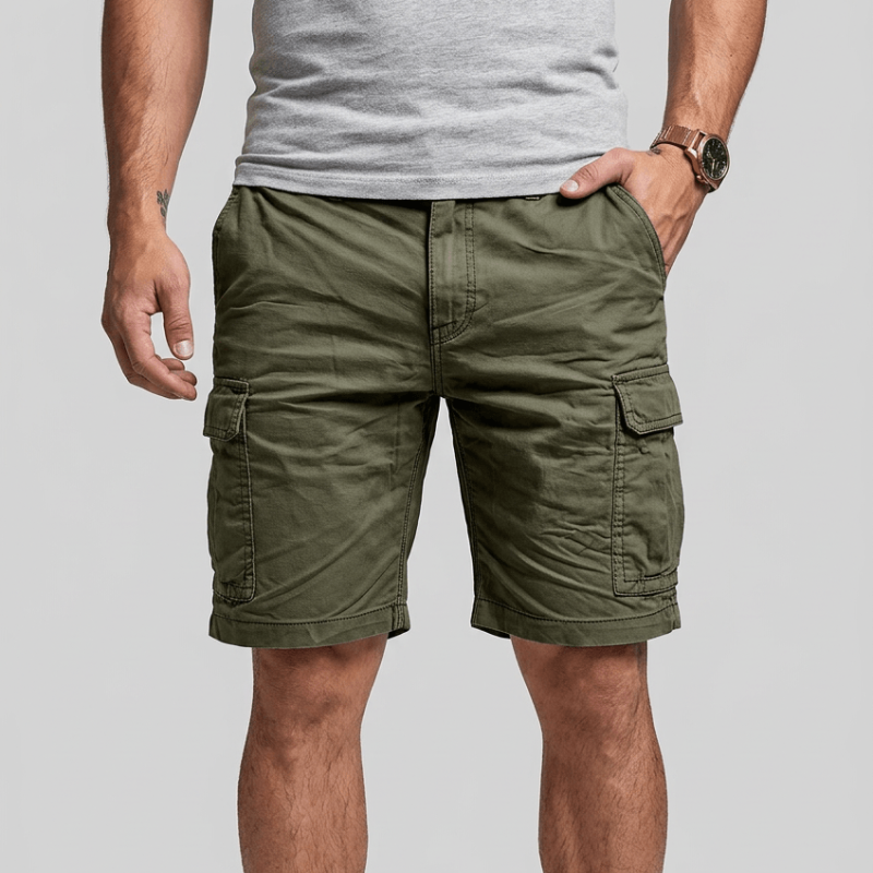 Mens Cargo Shorts – flap pockets, belt loops, knee length