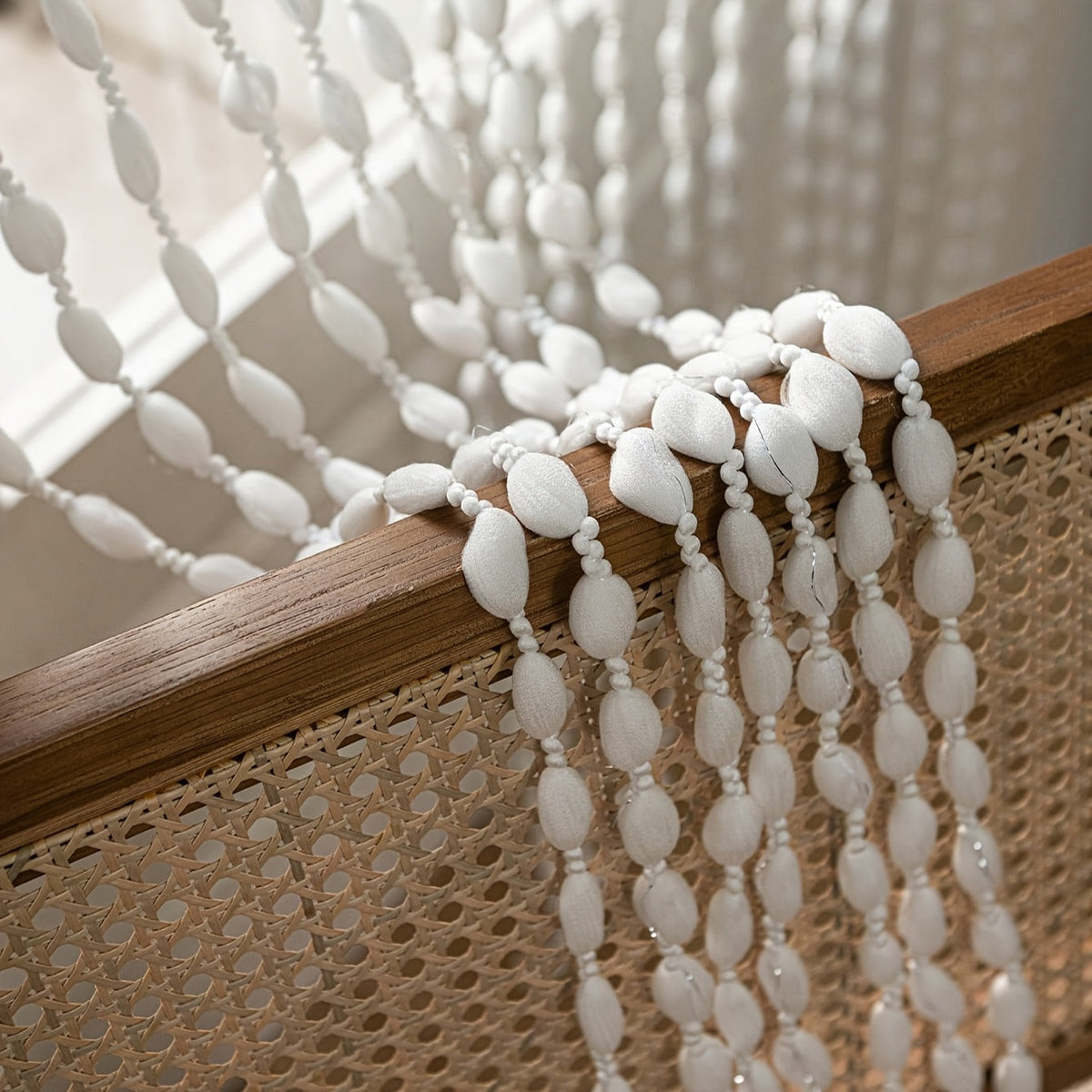 Beaded Door Curtain – boho strands, lets light through, three colours