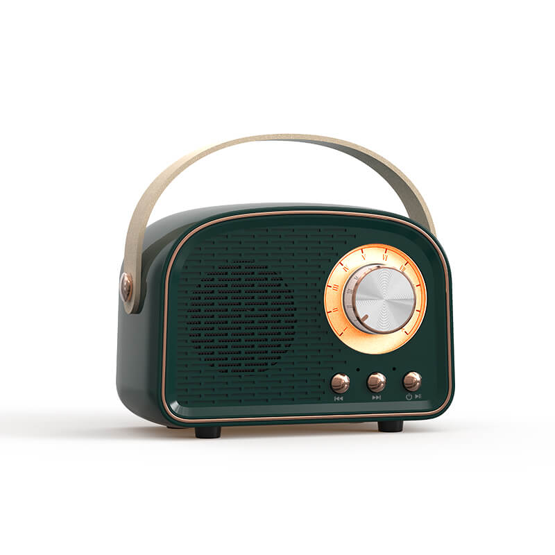 Retro Bluetooth Speaker – FM radio, carry handle, vintage dial design