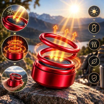 Portable Car Heater – solar powered, rotating double rings, no cable
