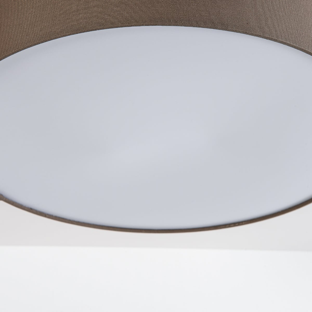 Fabric Drum Ceiling Light – taupe shade, diffuser, two bulbs