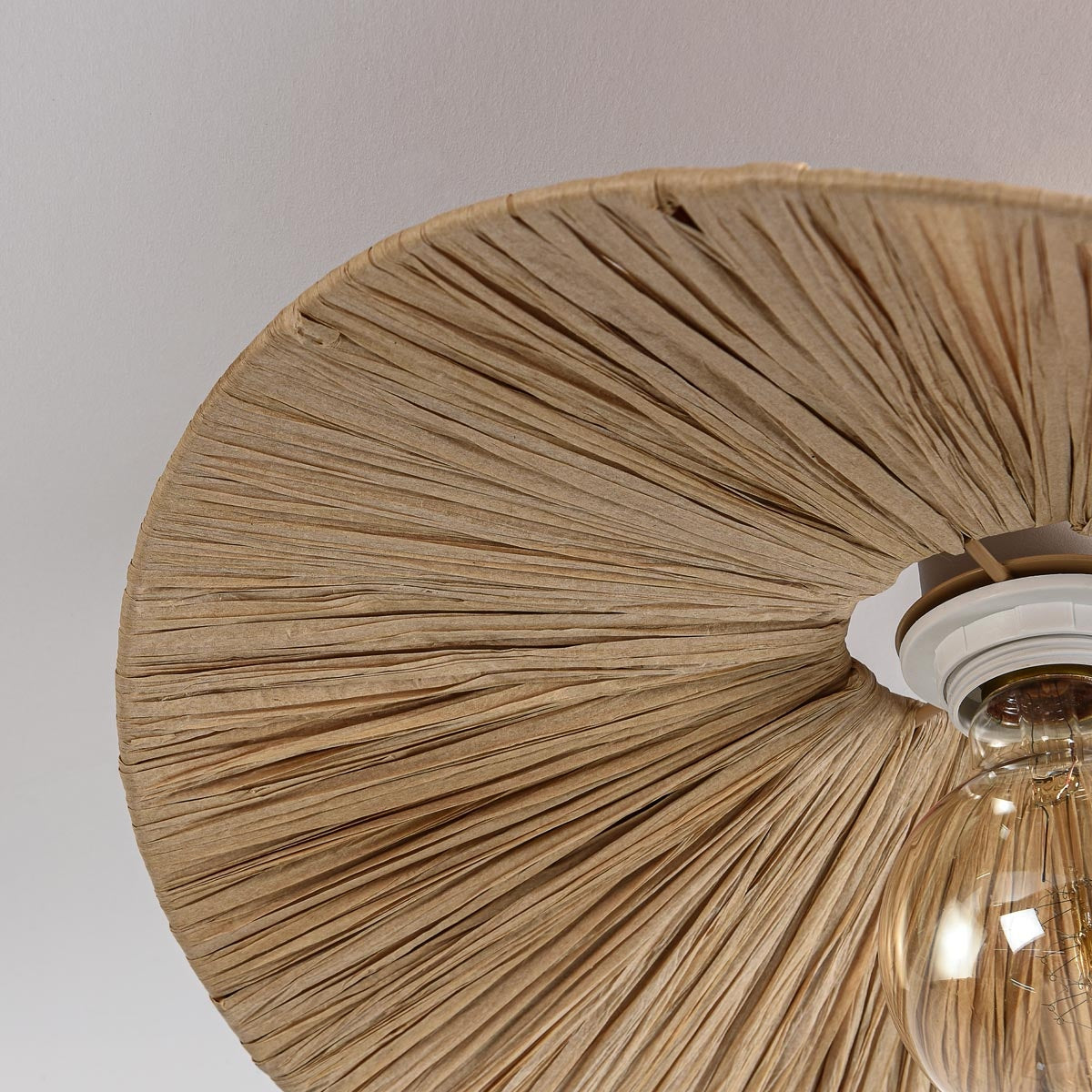 Raffia Ceiling Light – hand-woven paper shade, wavy brim, flush mount