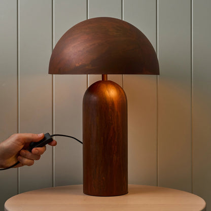 Rust Dome Table Lamp – patina iron, dome shade, two lights