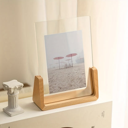 Acrylic Photo Frame with Wooden Base – slide-in, portrait or landscape