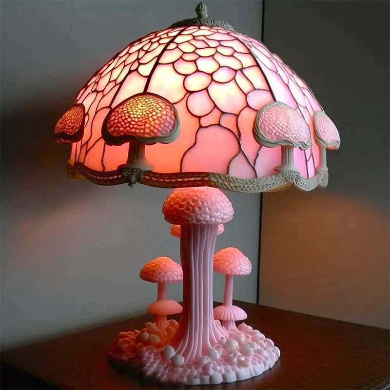 Mushroom Lamp – stained glass look, warm glow, seven designs