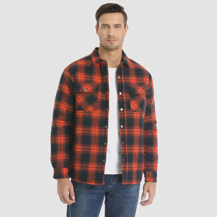 Flannel Shirt Jacket – quilted lining, five pockets, cotton check