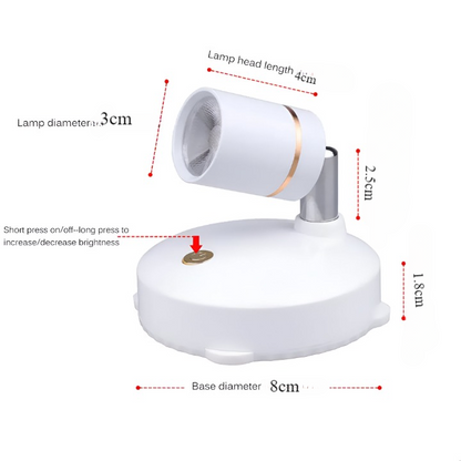 Wireless LED Spotlight – dimmable, adjustable head, no wiring