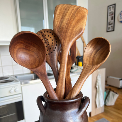 Wooden Utensils Set – spoons, spatulas, ladle and skimmer