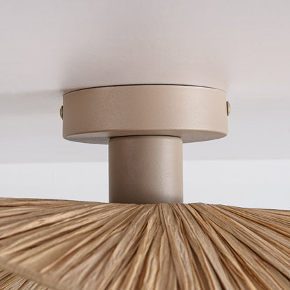 Raffia Ceiling Light – hand-woven paper shade, wavy brim, flush mount