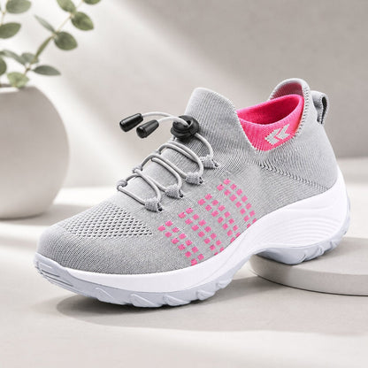 Wide Fit Trainers – knit mesh upper, padded heel, slip resistant sole